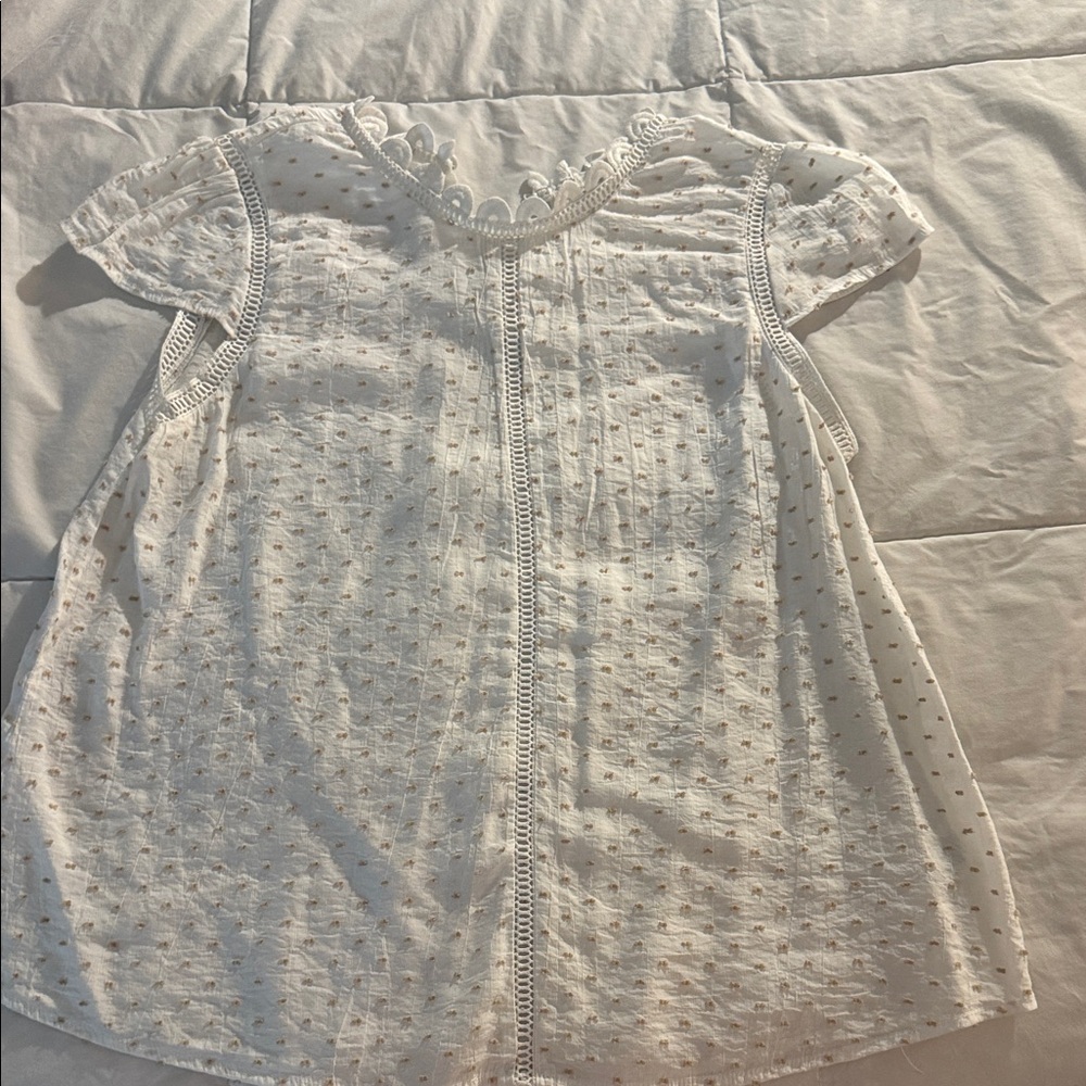 White Eyelet Baby Dress Top with Delicate Crochet Trim